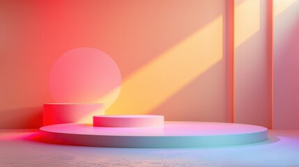Sleek podium with soft rounded edges against a pastel gradient background, illustration background