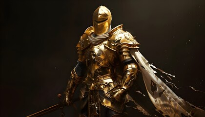Fantasy knight with gold armor