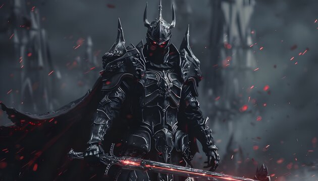Fantasy evil dark lord with black armor