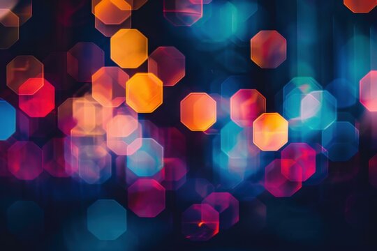Abstract octagon-shaped bokeh lights. AI.