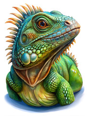 Obraz premium green iguana on white background