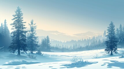 Obraz premium Winter Background with Enchanting Snow Scenery 