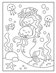 Mermaid coloring pages for kids