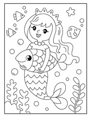 Mermaid coloring pages for kids