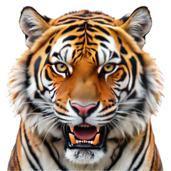 Obraz premium Angry tiger portrait isolated on transparent background