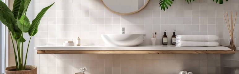 Modern Bathroom Interior with Greenery