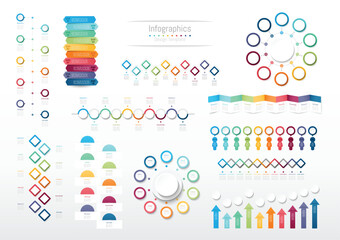 Set of Infographic 10 options design elements for your business data. Vector Illustration.