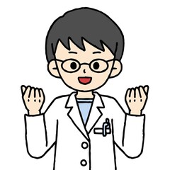 男性の薬剤師がガッツポーズしている