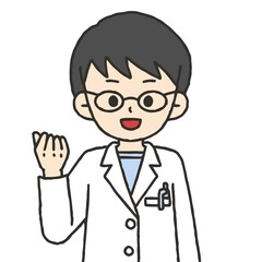 男性の薬剤師がガッツポーズしている