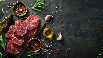 Marinated Beef Fillets with Spices and Herbs for Gourmet Cooking