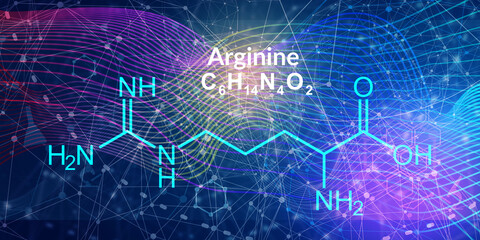 Arginine molecule amino acid chemical skeletal structural formula