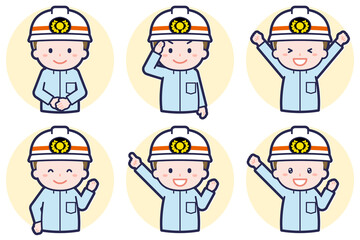 男性救急隊員のポーズセット_01