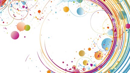 Vector abstract circles lines round frame colorful rainbow isolated on white background with empty space for text