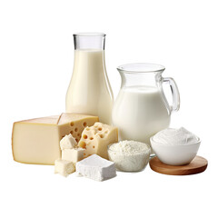 Dairy products isolate on transparent png.
