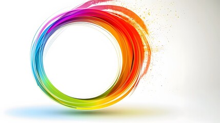 Vector abstract circles lines round frame colorful rainbow isolated on white background with empty space for text