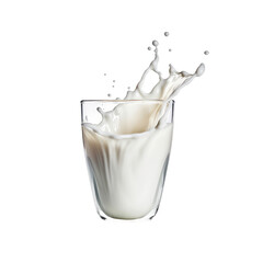 Glass of milk  isolate on transparent png.
                        