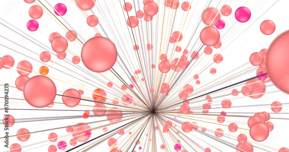 Aufkleber Big data visualization. Network connection structure with chaotic distribution of points and lines. 3D rendering.