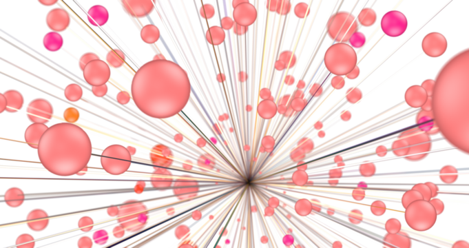 Big data visualization. Network connection structure with chaotic distribution of points and lines. 3D rendering.