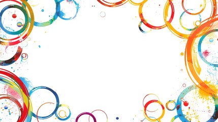 Vector abstract circles lines round frame colorful rainbow isolated on white background with empty space for text