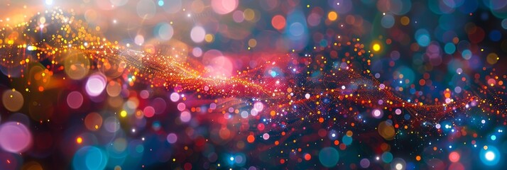 Obraz premium Digital Synapse: Abstract Network of Colorful Dots and Lines