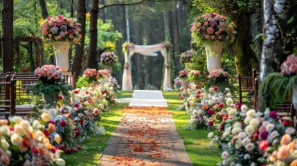 Naklejka premium Very beautiful and aesthetic outdoor wedding decorations