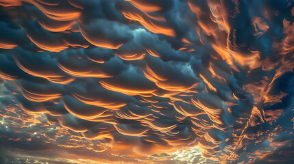 Obraz premium Sunset sky with dramatic clouds, cirrus clouds