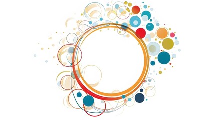 Vector abstract circles lines round frame colorful rainbow isolated on white background with empty space for text