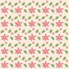 pink flower pattern surrounded by leaves