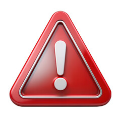 Caution symbol in red color isolated on transparent background