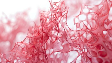 A close up of a pink piece of paper with holes in it. AI.