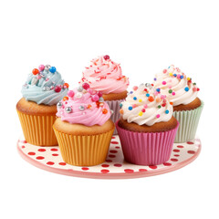 Cupcakes with icing isolate on transparent png.
