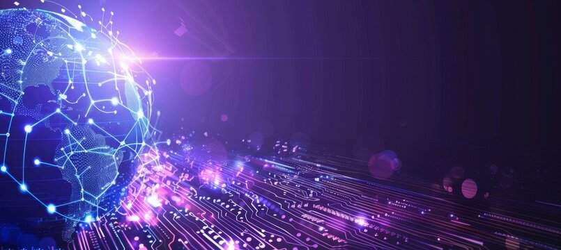 A globe with a network of lines and dots. AI.