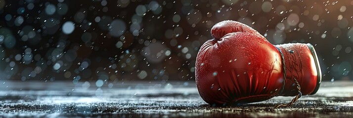 boxing glove on banner with copy space