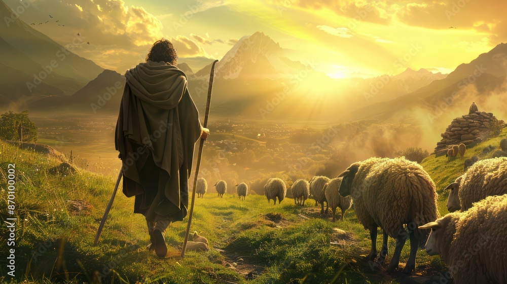 Wall mural jesus, the good shepherd