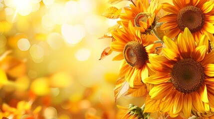 Obraz premium Yellow Background with Seductive Sunflowers 