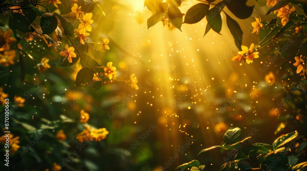 Poster Yellow Background with Sunlight Illuminating Nature 