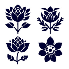 Creative Set Of A Flower Outline Design.