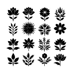 Creative Set Of A Flower Outline Design.