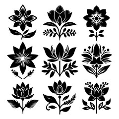 Fototapeta premium Creative Set Of A Flower Outline Design.