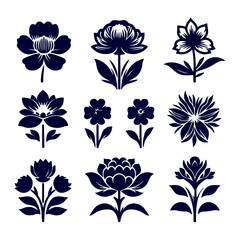 Creative Set of a vector flower outline design