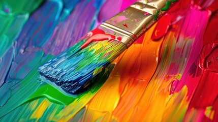 Fototapeta premium paintbrush spewing colorful paints