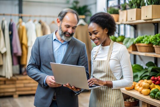 "Microfinance Agent Assisting Local Business Owner"
