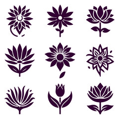 Creative Set of a vector flower outline design