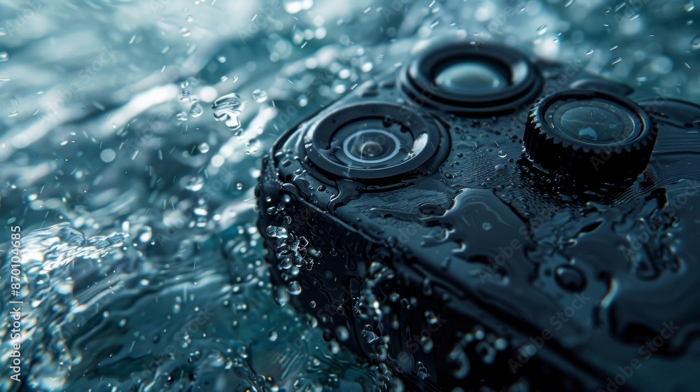 Poster the curved edges of an action cameras waterproof casing are showcased in closeup emphasizing its abi