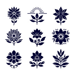 Creative Set of a vector flower outline design