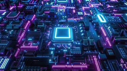 Obraz premium bright colorful computer circuit board