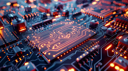 Obraz premium Detailed 3D illustration of silicon wafer with semiconductors intricate microchip pattern advanced semiconductor technology 