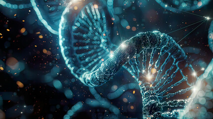 DNA and medical technology background futuristic presentation of molecule structure detailed scientific visualization
