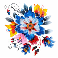 Ukrainian folk petrikivka art flower painting