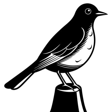 recommend clip art: American Robin bird Standing on bottle vector silhouette